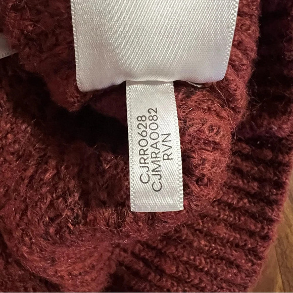 Calvin Klein Burgundy Half Zip Long Sleeve Crop Sweater Womens size small - Picture 10 of 11